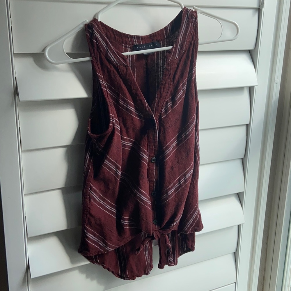 Sanctuary Tie Front Sleeveless Button Top XXS